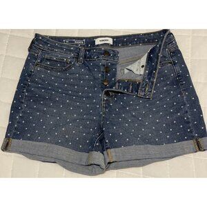 Womens Size 14 Sonoma Jean White Stars Blue Denim Shorts Mid Rise Stretch Preown